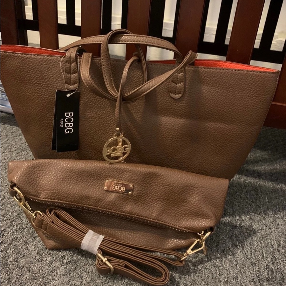 Brown BCBG Paris reversible tote handbag